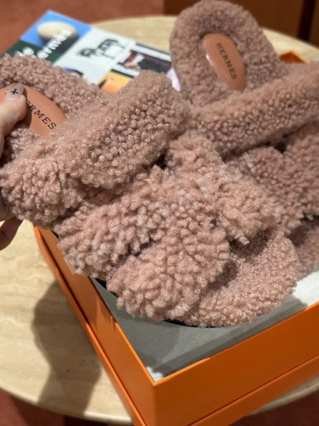 에르메스 시프르 샌들 빈티지로즈페일 램스킨 상세 이미지 5