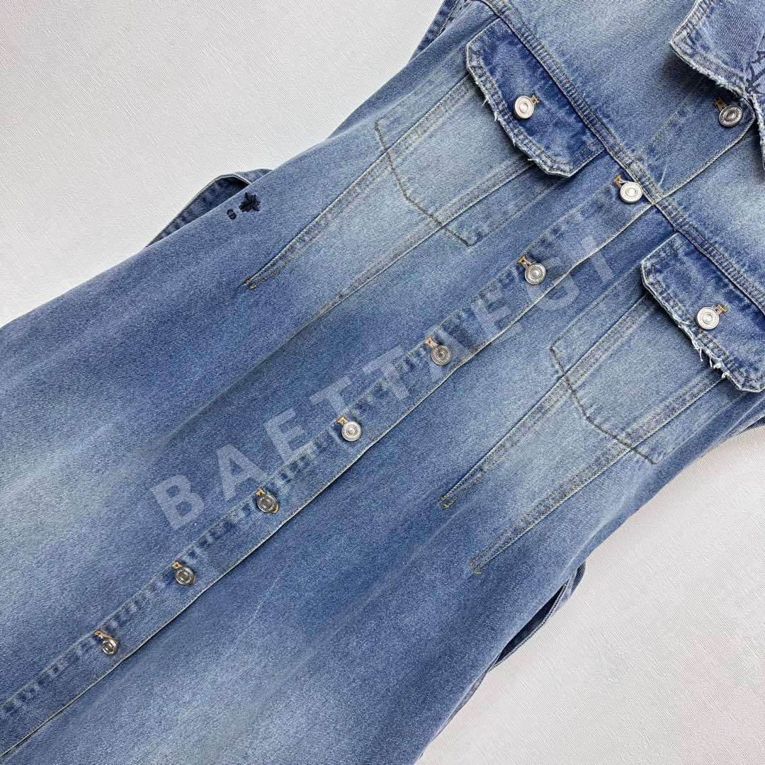 디올 CD로고 자수 데님 벨트 반팔 원피스 상세 이미지 3
