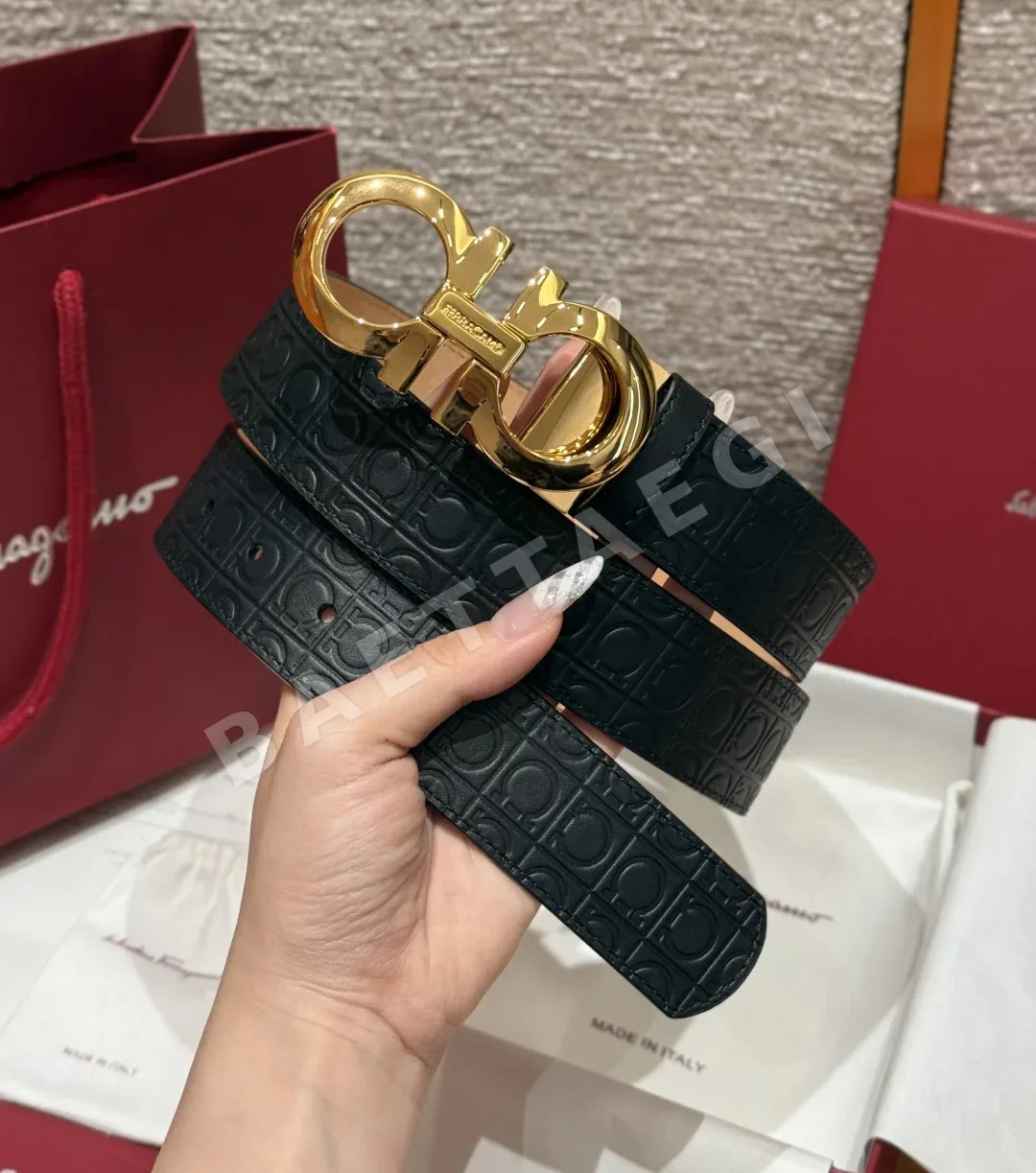 페레가모 간치니 버클 양면 가죽 벨트 상세 이미지 2