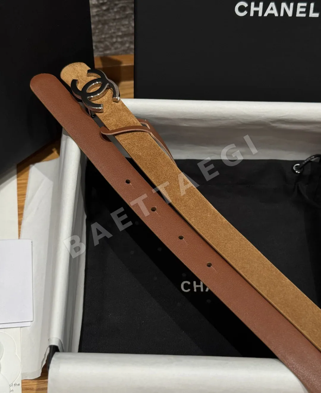 샤넬 양면 카프스킨 더블 C 벨트 상세 이미지 4