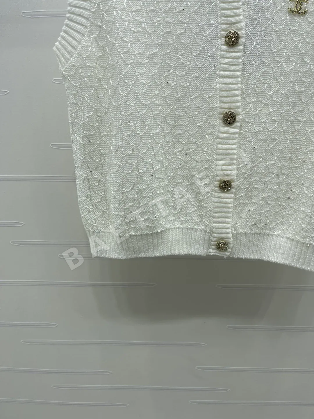 샤넬 카라 니트 베스트 여성 반팔 상세 이미지 5