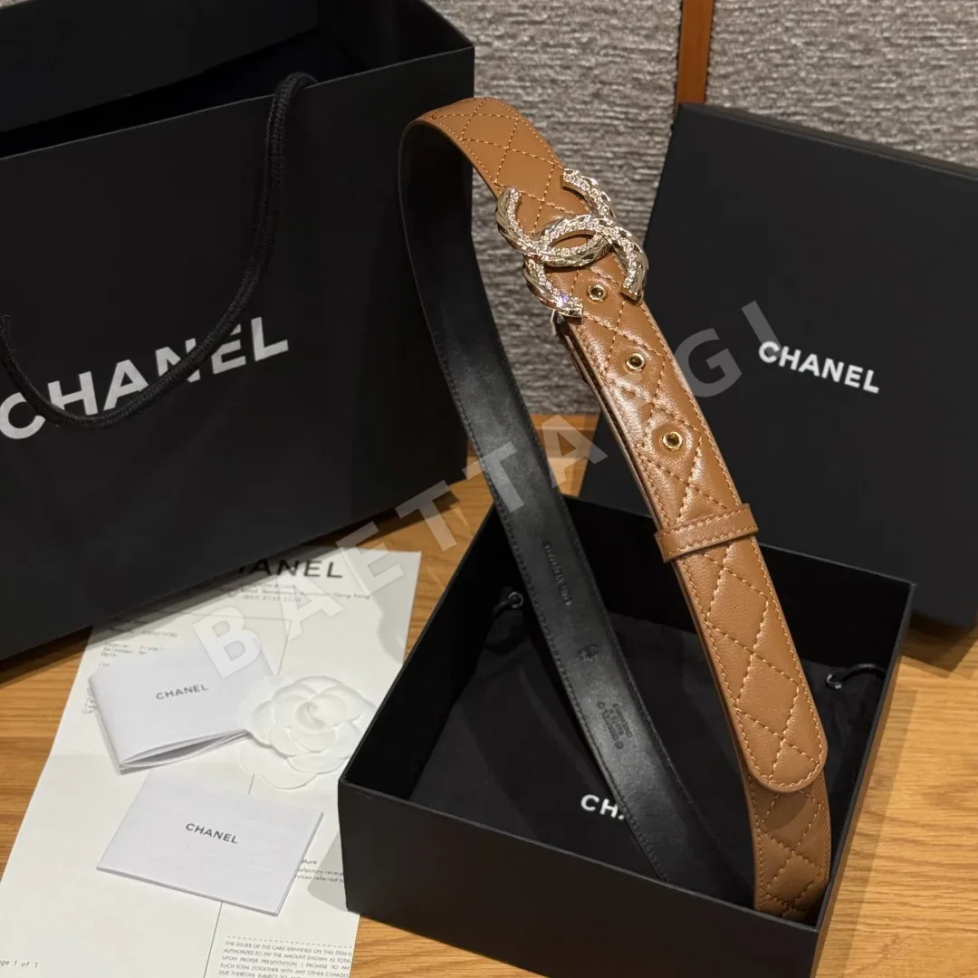 샤넬 다이아몬드 패턴 램스킨 더블 C 벨트 상세 이미지 4