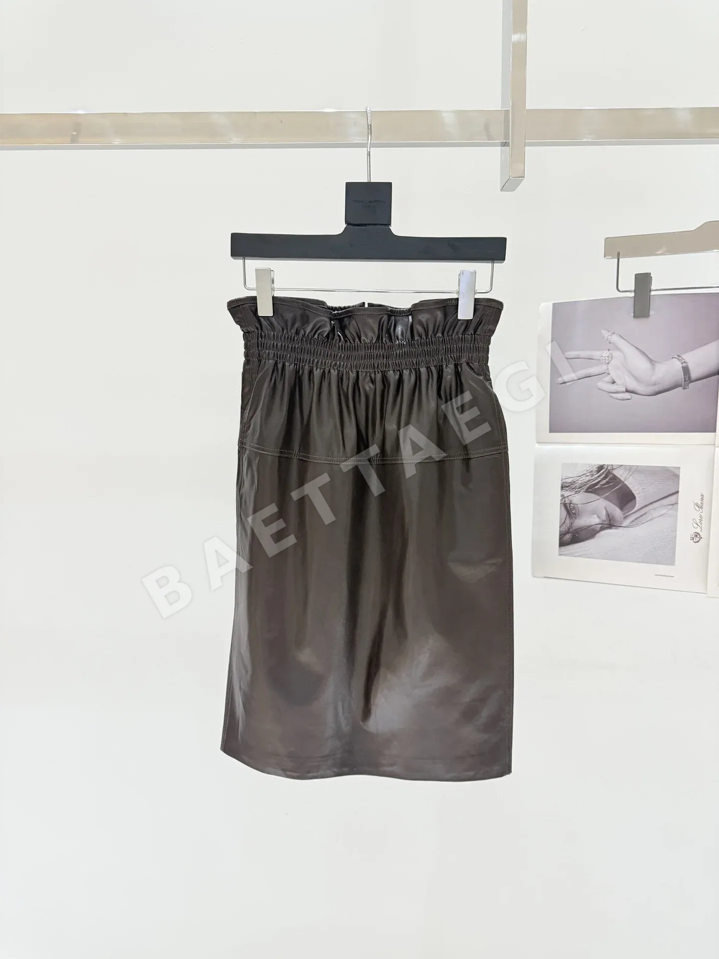 생로랑 레더 스커트 상세 이미지 2