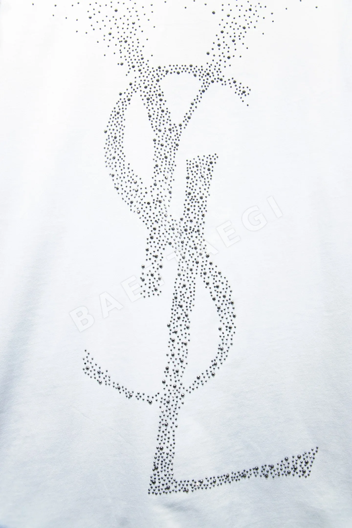 생로랑 넥타이 장식 라인스톤 반팔 티셔츠 상세 이미지 6