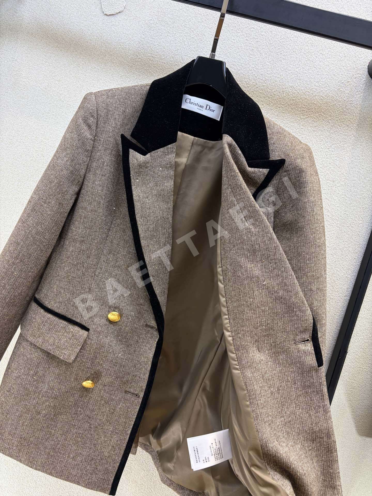 디올 벨벳카라 울 더블브레스티드 여성 자켓 상세 이미지 6