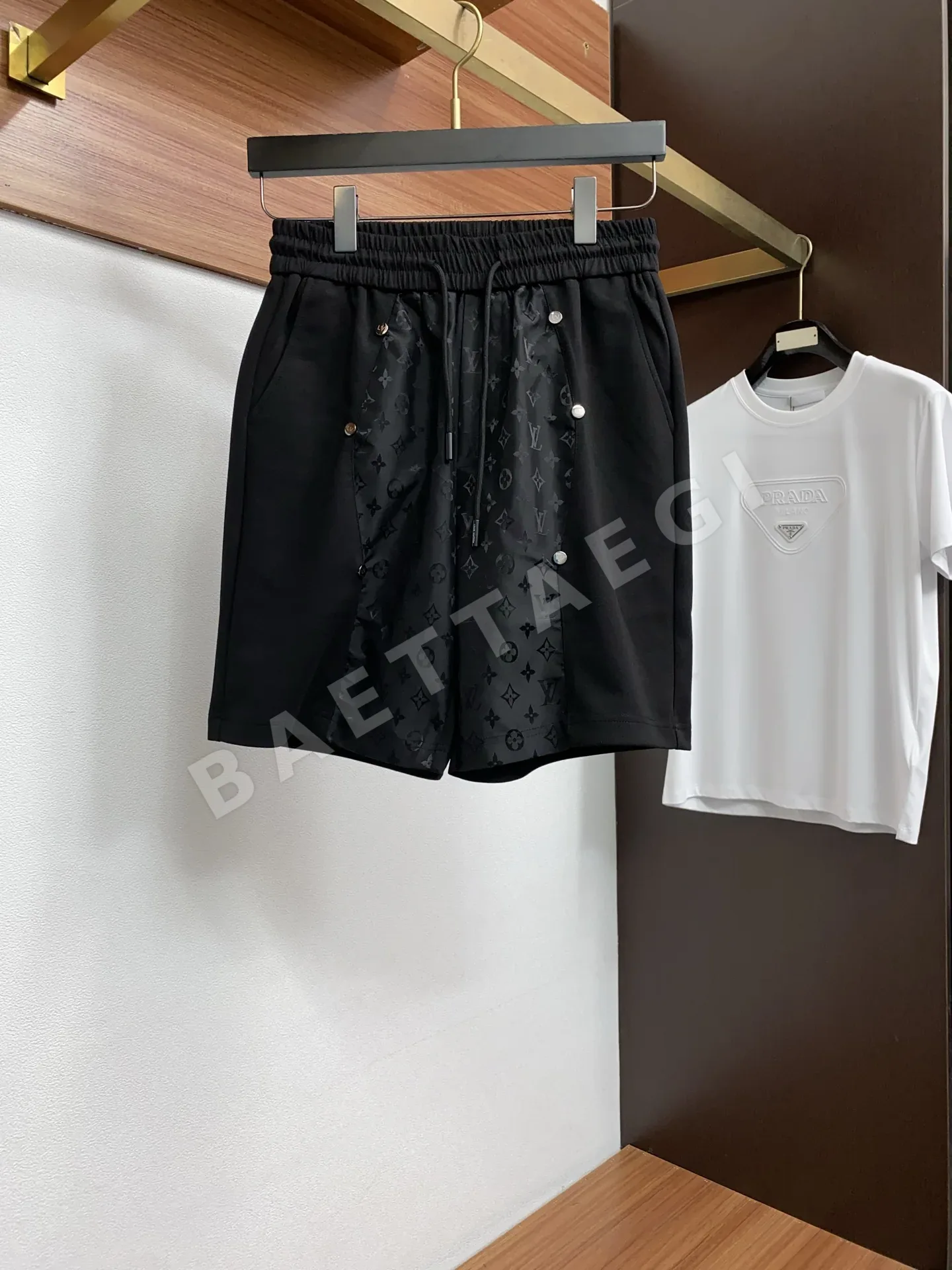 루이비통 오리지널 핏 남성 린넨 스트레치 반바지 65779