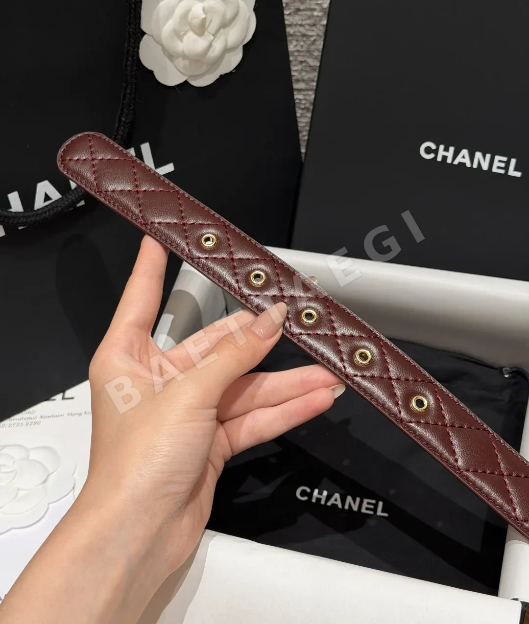샤넬 퀼팅 송아지가죽 더블 C 버클 벨트 상세 이미지 9