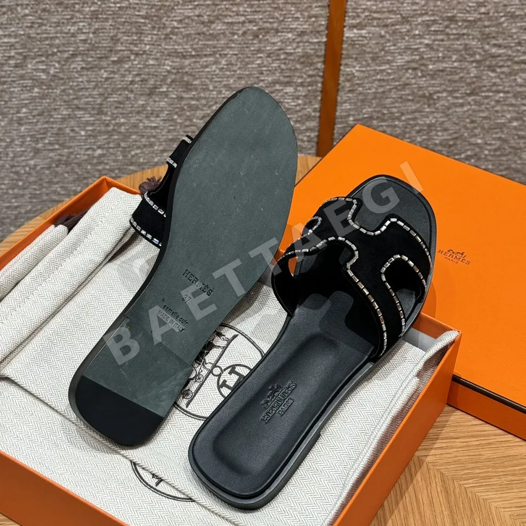 에르메스 오란 샌들 블랙 스웨이드 상세 이미지 7