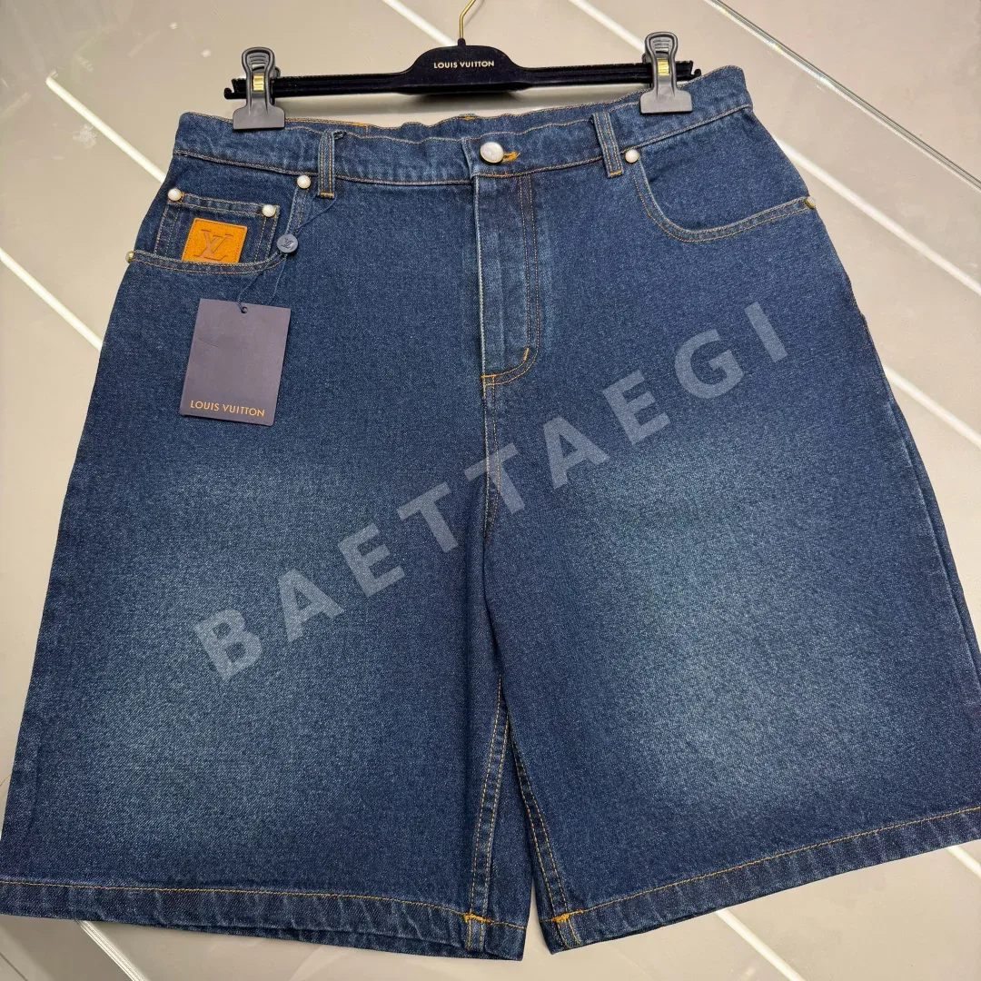 루이비통 워시드 데님 남성 반바지 상세 이미지 7