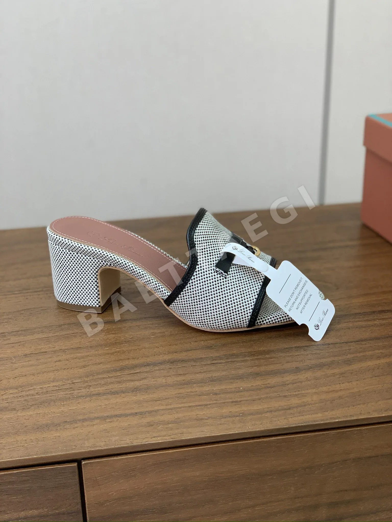 로로피아나 컬러 블록 미드힐 뮬 상세 이미지 6