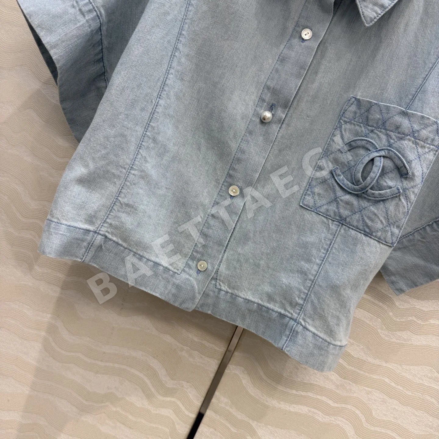 샤넬 린넨 데님 반소매 셔츠 상세 이미지 5