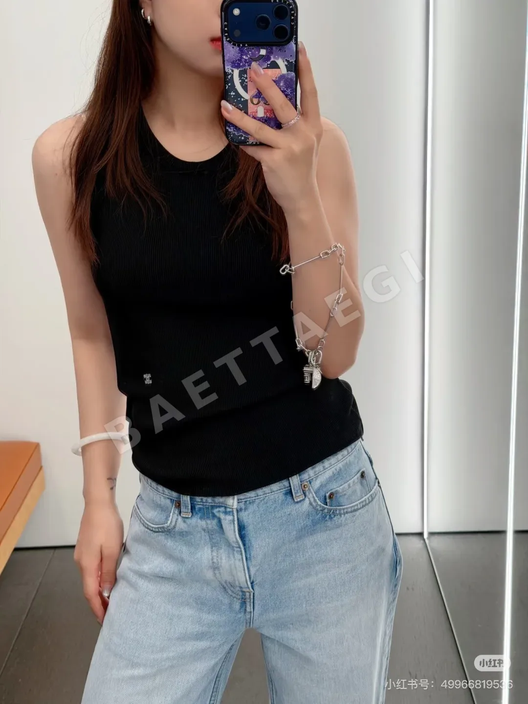 셀린느 개선문 로고 자수 크루넥 반팔 티셔츠 상세 이미지 7