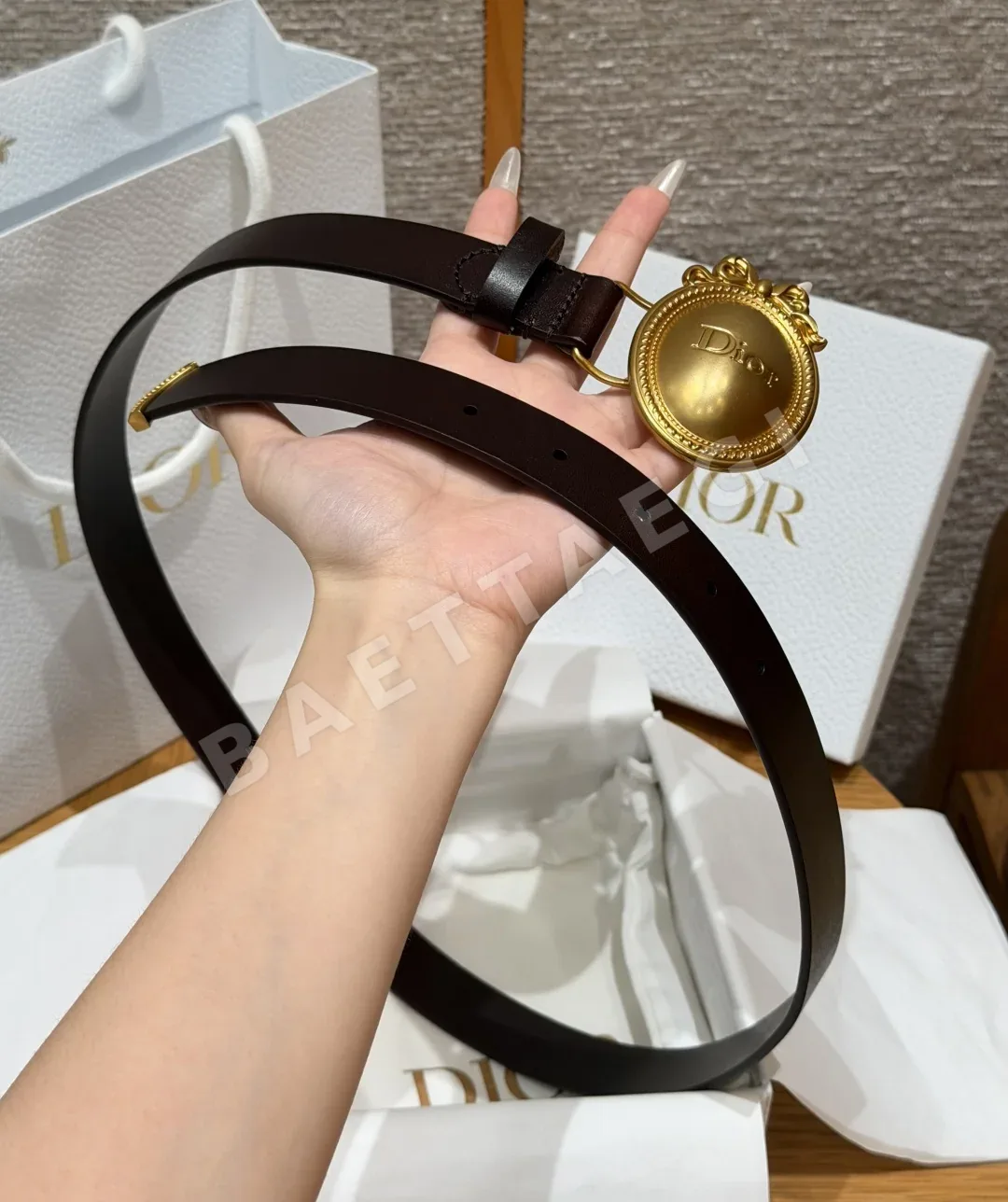 디올 메다용 벨트 25mm 소가죽 벨트 상세 이미지 3