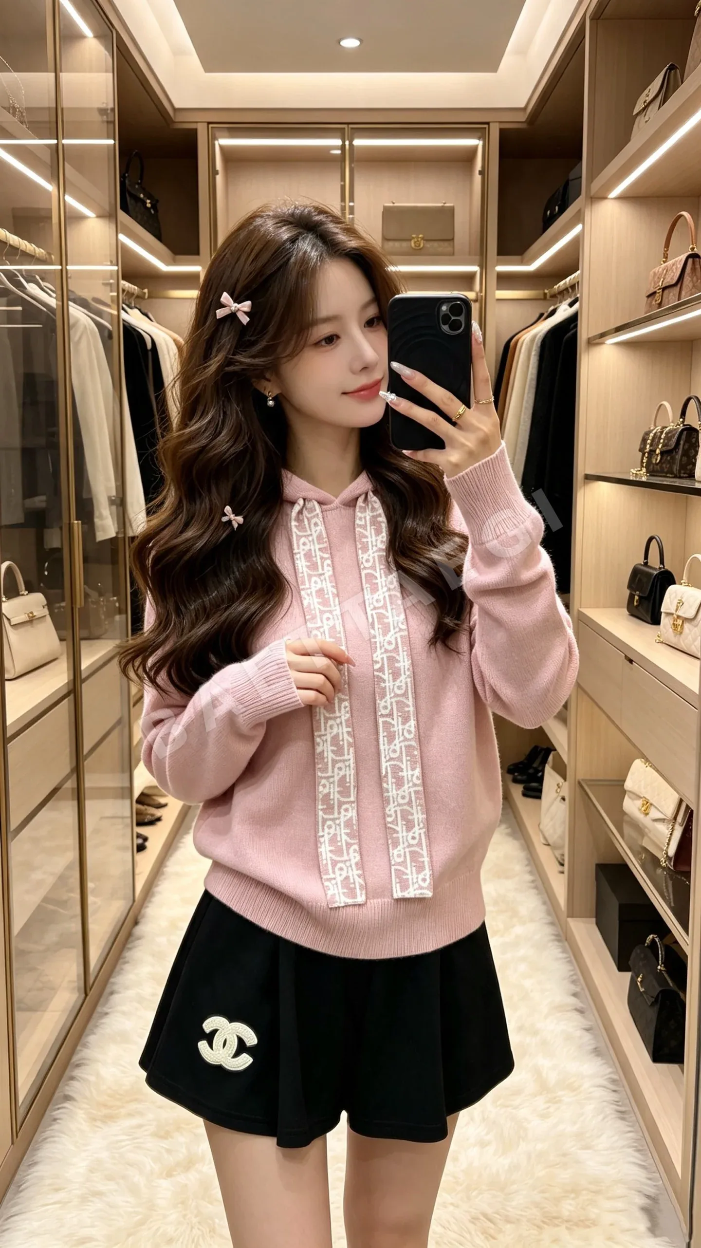 디올 울 혼방 후드 니트 스웨터 146551