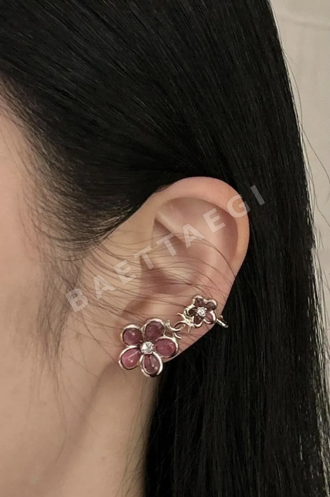 샤넬 핑크 카멜리아 더블 C 귀걸이 상세 이미지 1