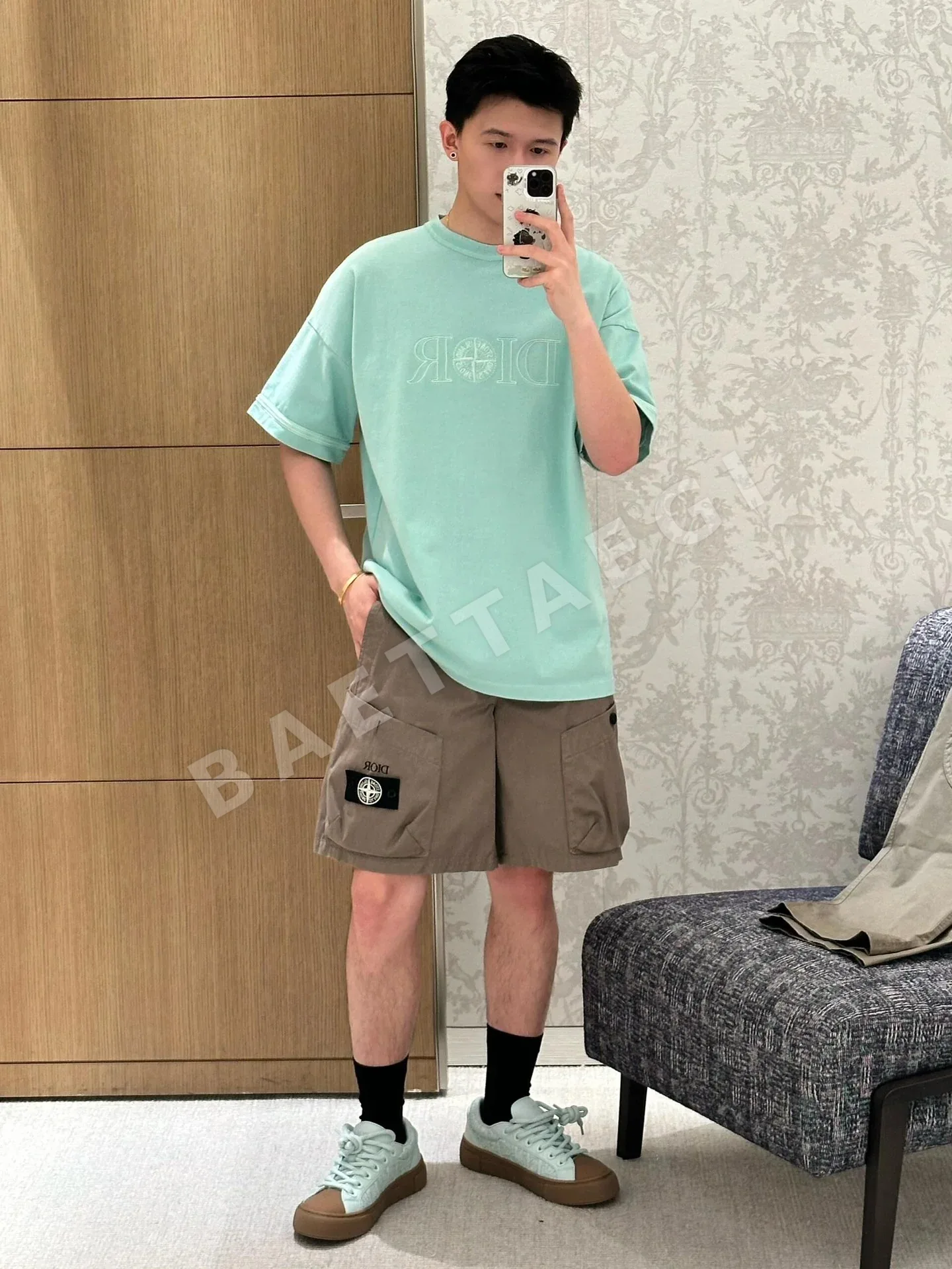 스톤아일랜드 로고 자수 크루넥 반팔 티셔츠 상세 이미지 7