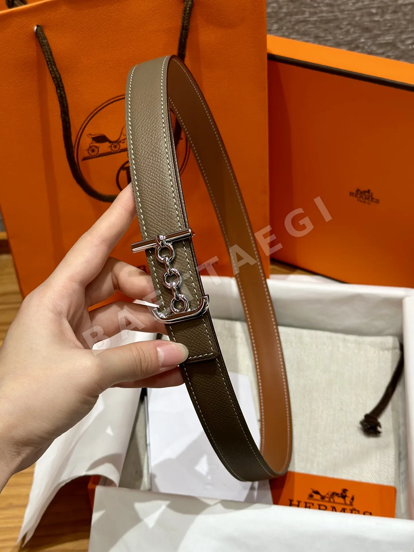 에르메스 H자형 버클 스위프트 앱송 양면 가죽 벨트 175304