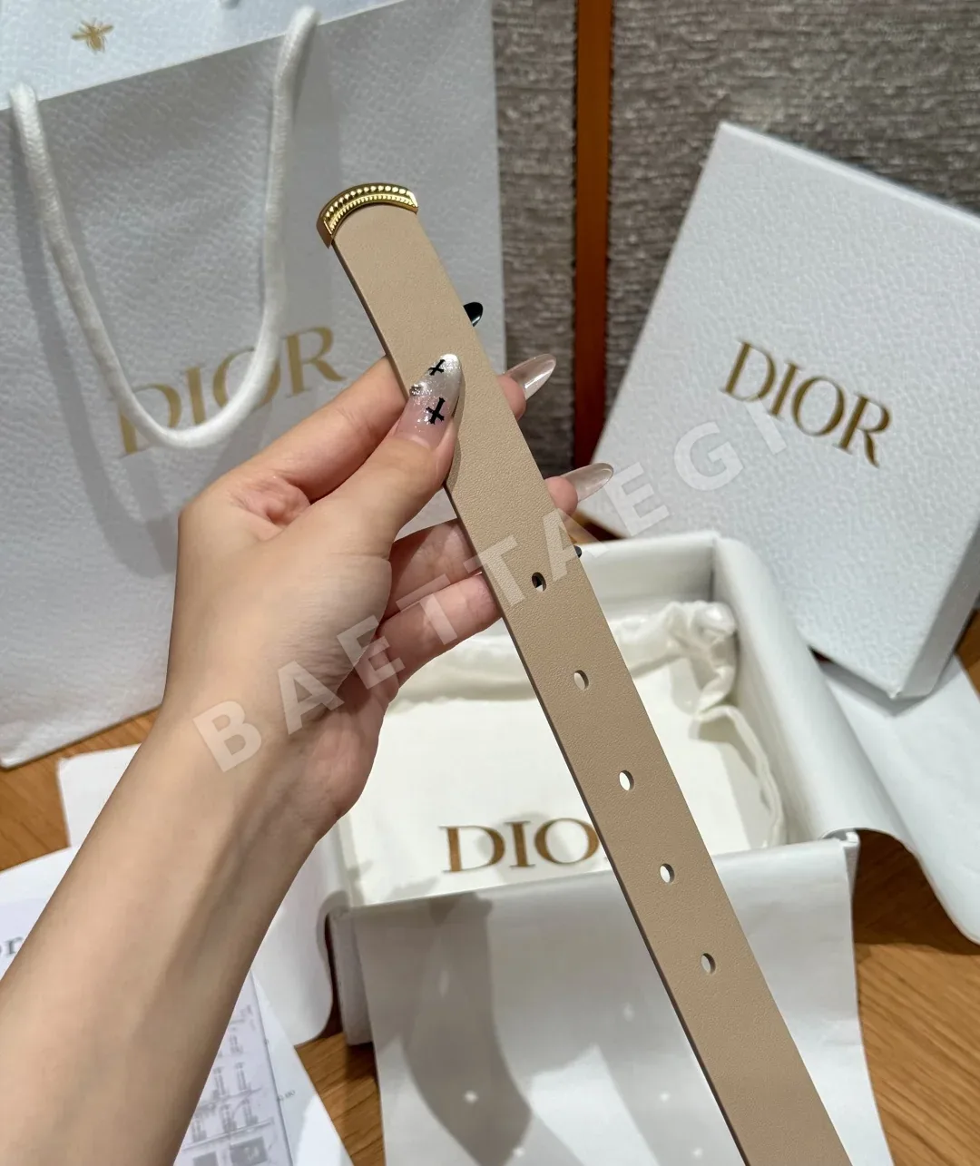 디올 JD280 메다이용 소가죽 벨트 상세 이미지 5
