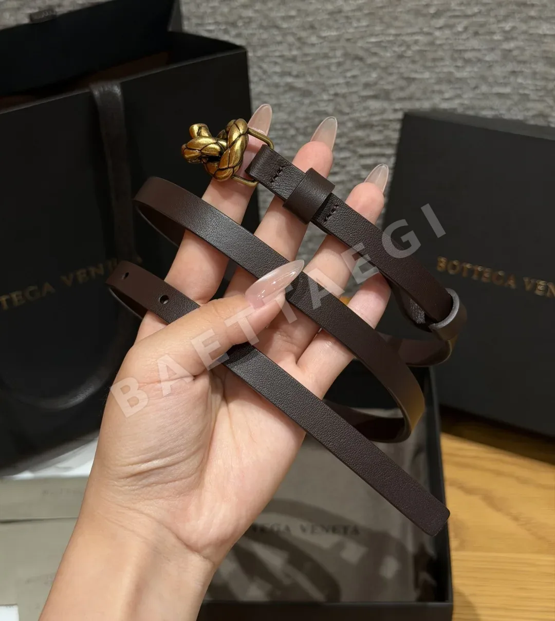 보테가베네타 소가죽 미니벨트 15mm 상세 이미지 2