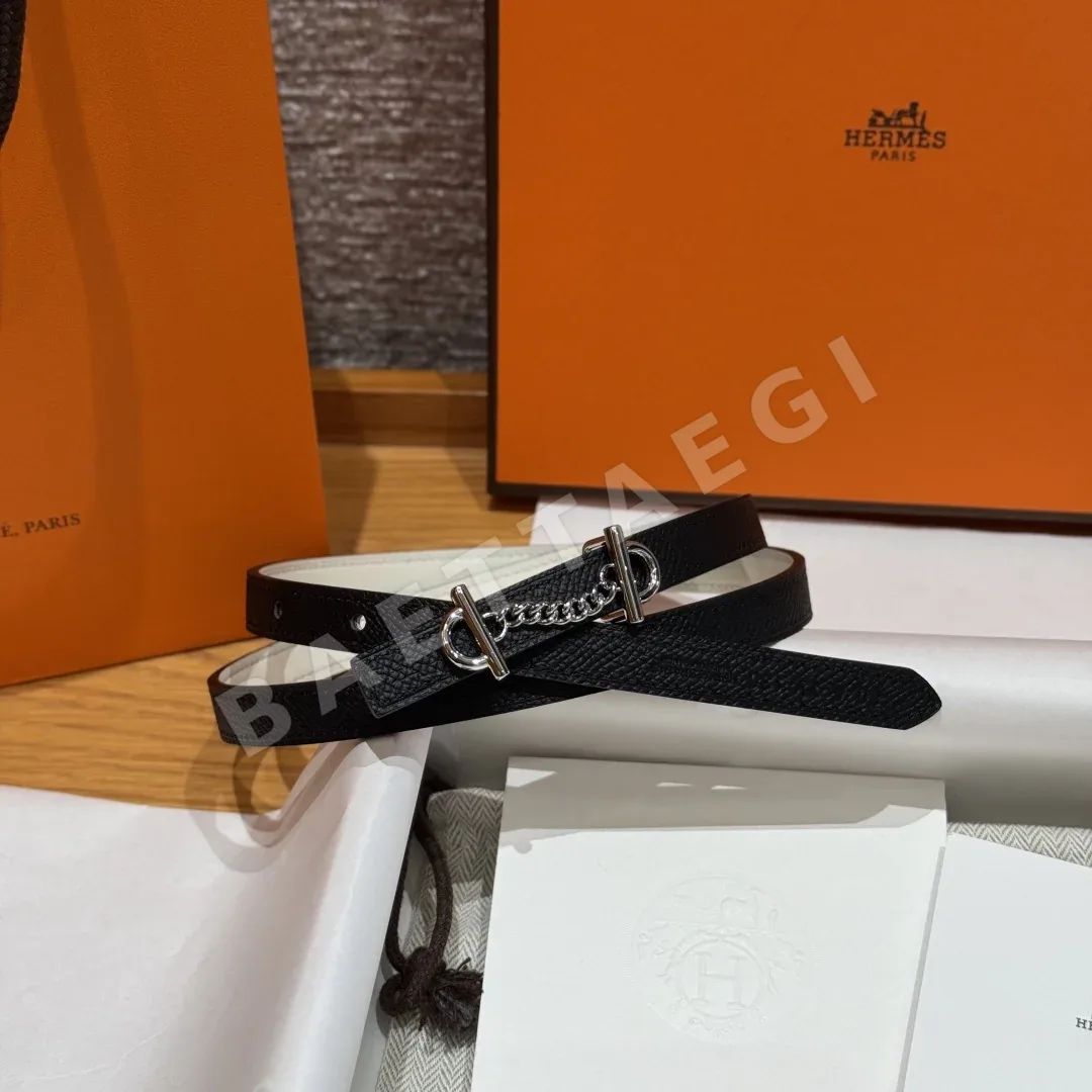 에르메스 양면 가죽 벨트 13mm 골드 실버 버클 벨트 상세 이미지 6