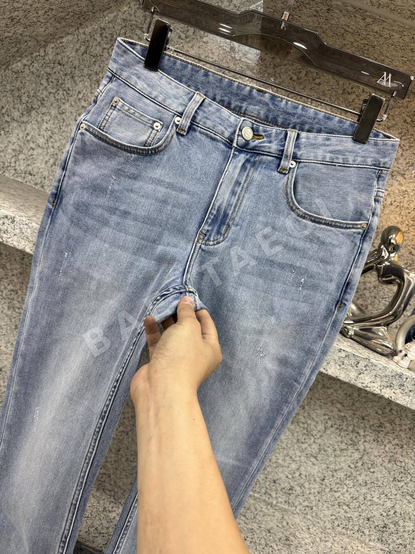 발렌티노 슬림 스트레이트 레그 남성 청바지 상세 이미지 5