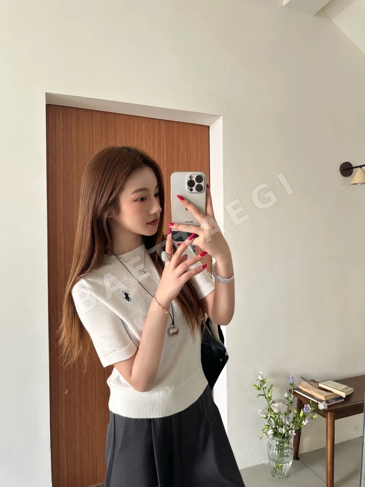 폴로 여성 니트 반팔 티셔츠 상세 이미지 12