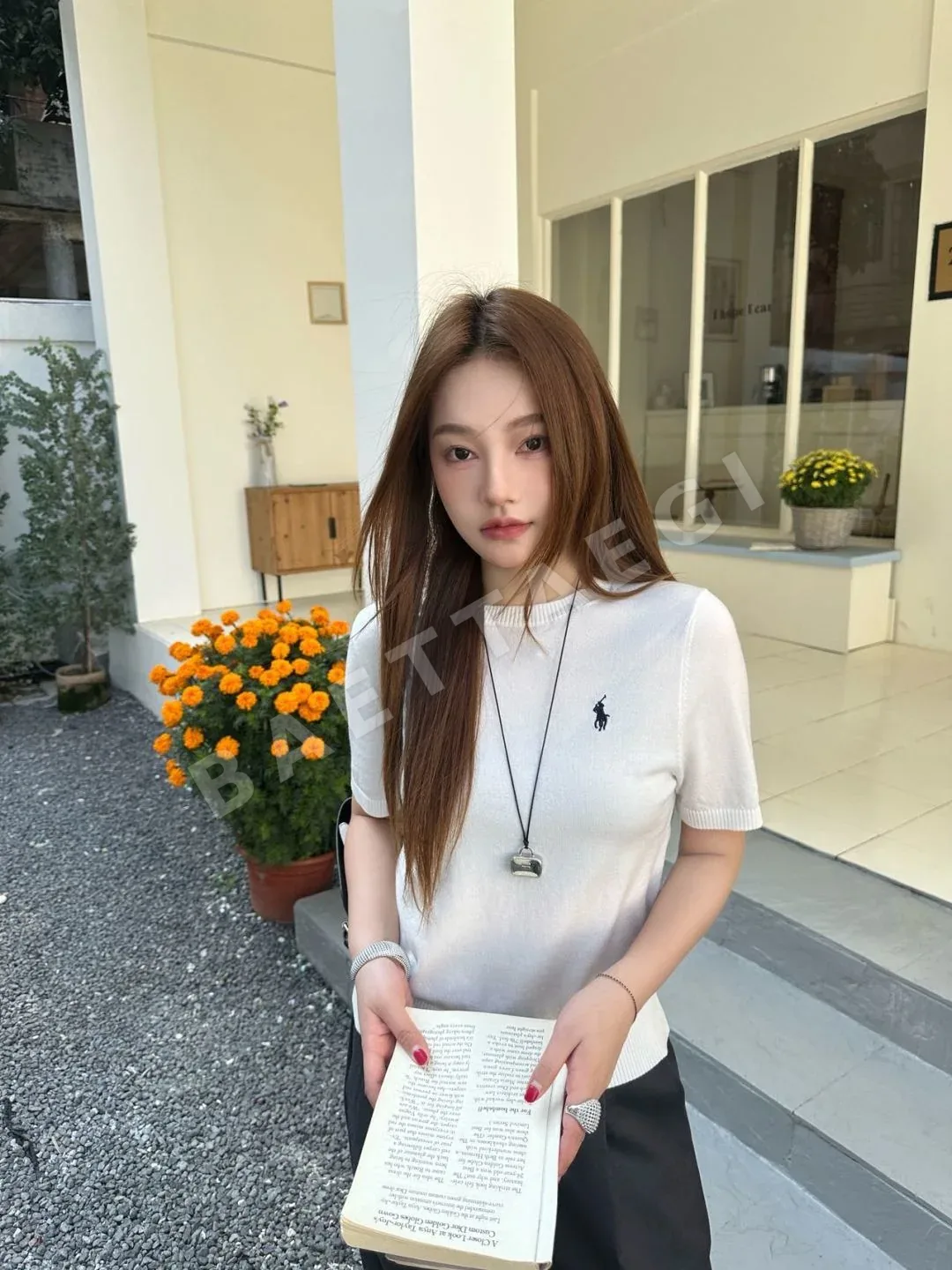 폴로 여성 니트 반팔 티셔츠 상세 이미지 9