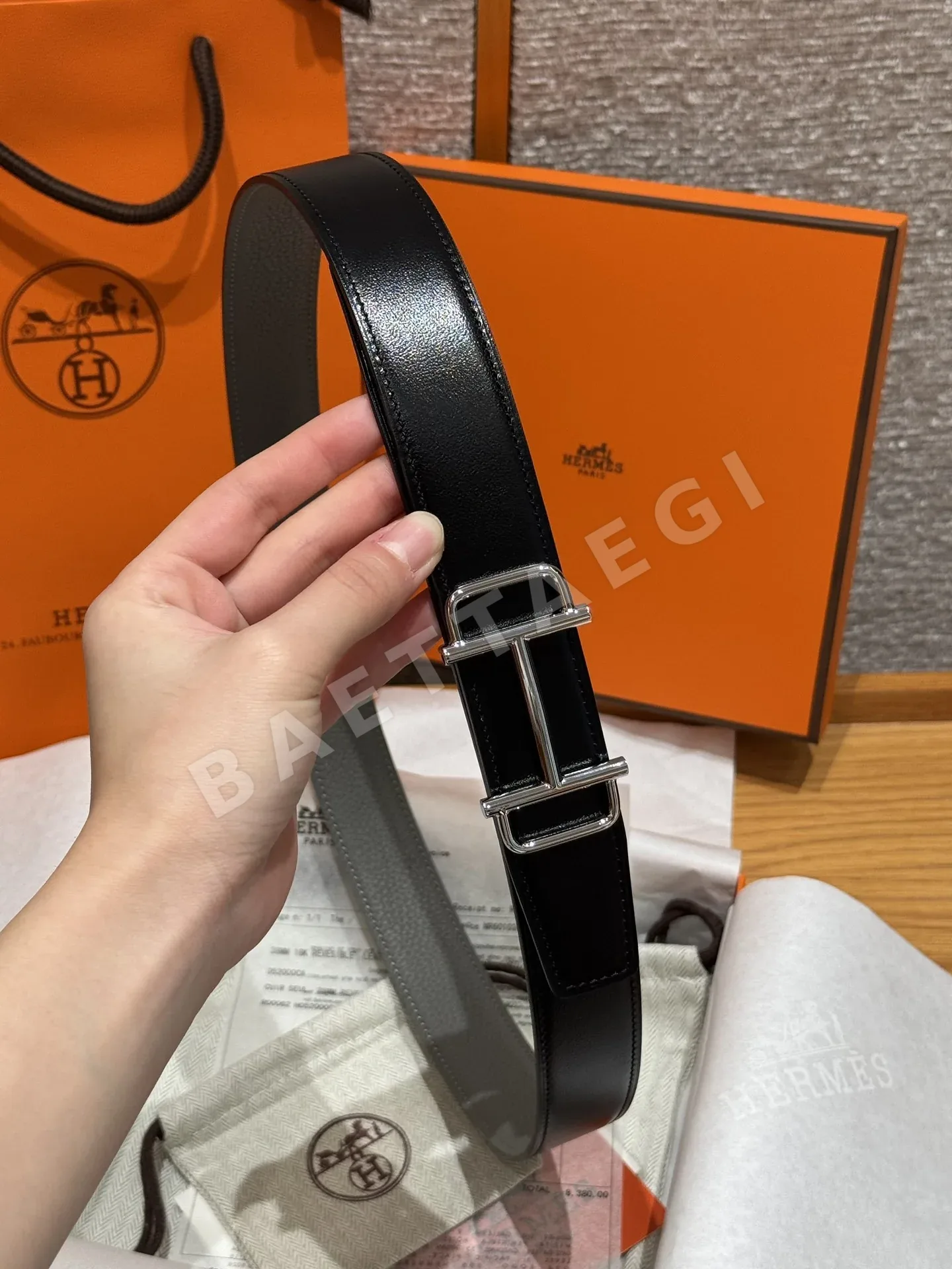 에르메스 리버시블 메탈 버클 남성 벨트 상세 이미지 3