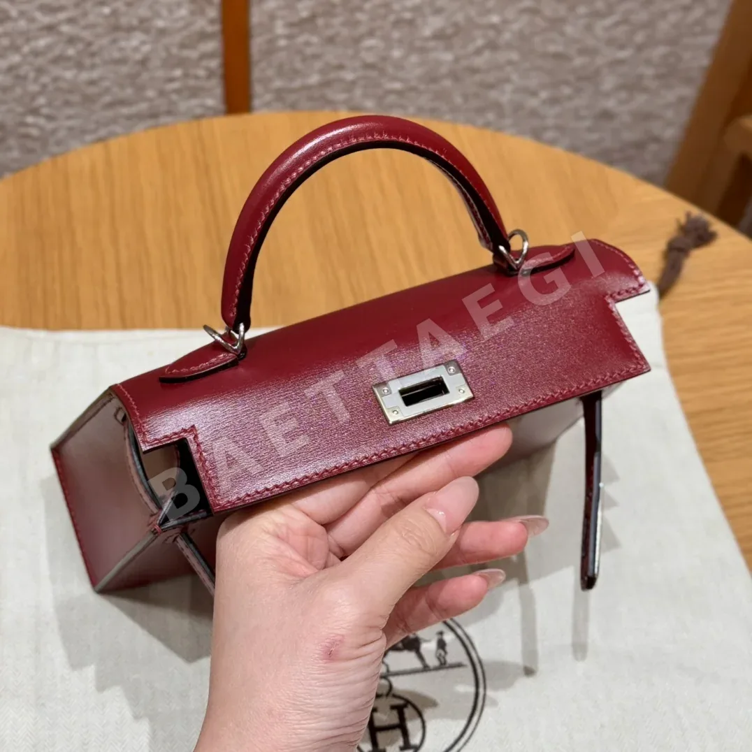 에르메스 미니 켈리 레드 본가죽 가방 상세 이미지 6