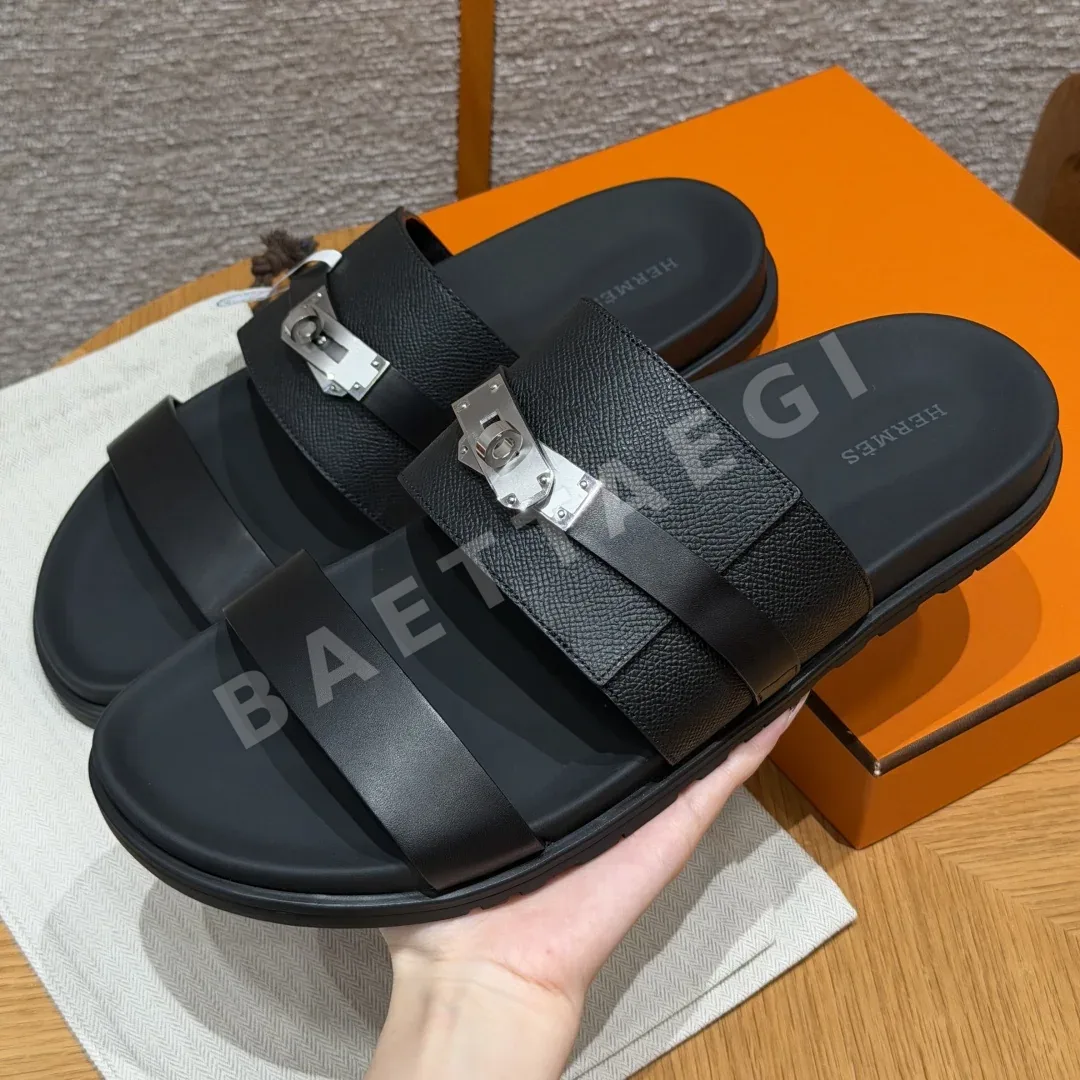 에르메스 잭슨 샌들 블랙 카프스킨 실버 버클 상세 이미지 3