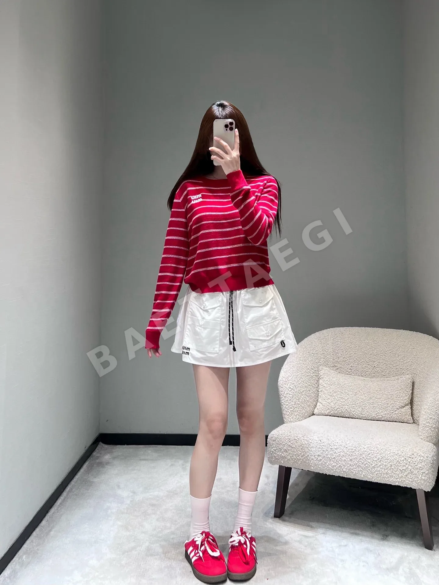 미우미우 컬러 블록 스트라이프 니트 스웨터 상세 이미지 6