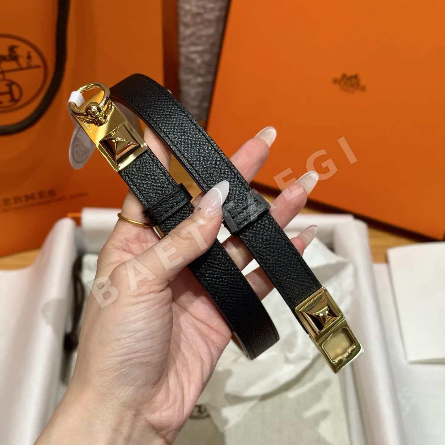 에르메스 켈리 금도금 버클 송아지가죽 벨트 176391