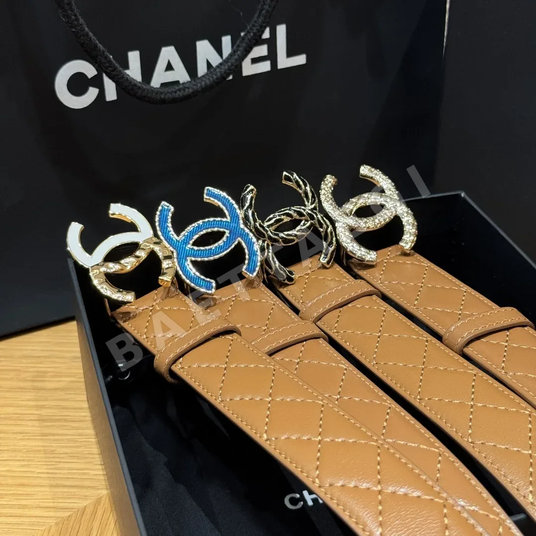 샤넬 더블 C 메탈 로고 램스킨 여성용 벨트 상세 이미지 3