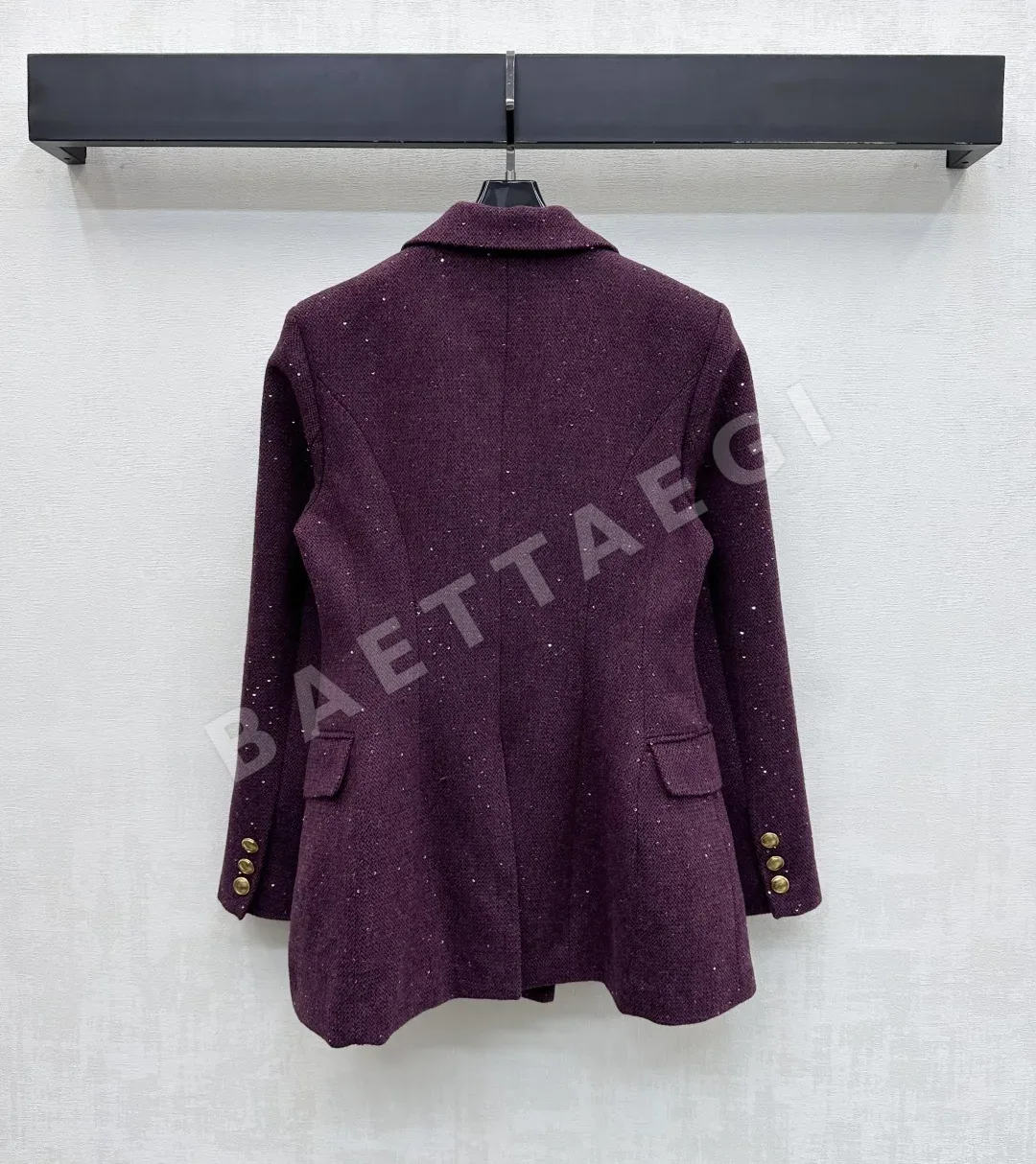 생로랑 라펠 브로치 더블 브레스티드 울 자켓 상세 이미지 6
