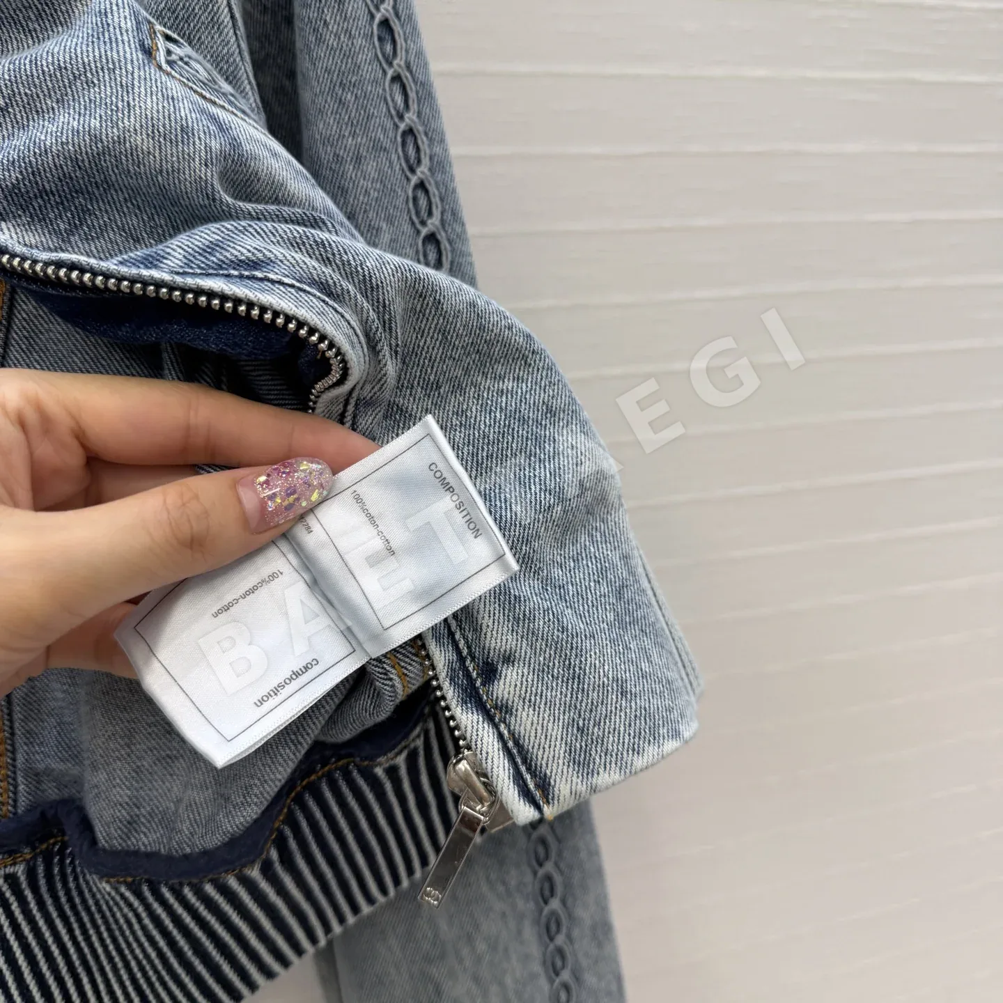 샤넬 데님 자수 파이핑 니트 여성 자켓 상세 이미지 8