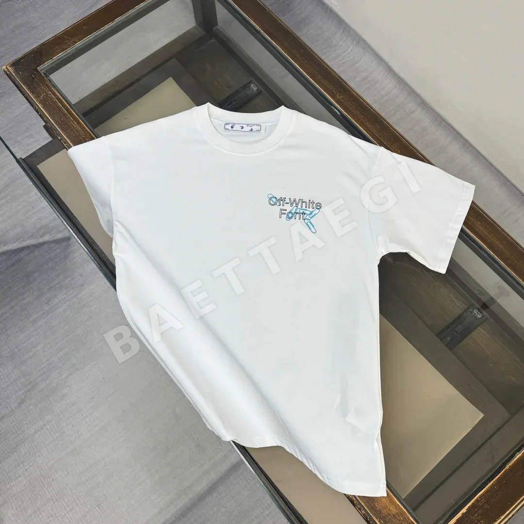 오프화이트 남성 크루넥 반팔 티셔츠 상세 이미지 2