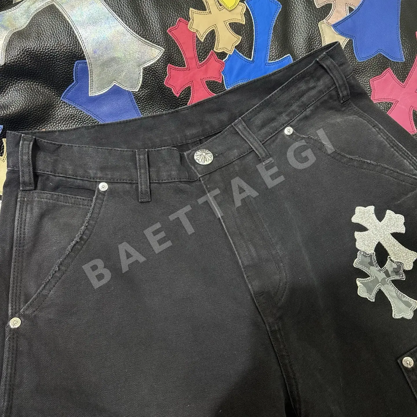 크롬하츠 카무플라주 실버 패치워크 남성 바지 상세 이미지 2