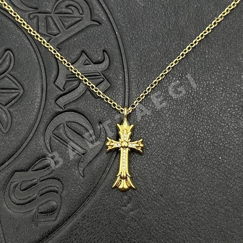 크롬하츠 22K 골드 더블 레이어 크로스 목걸이 CX101