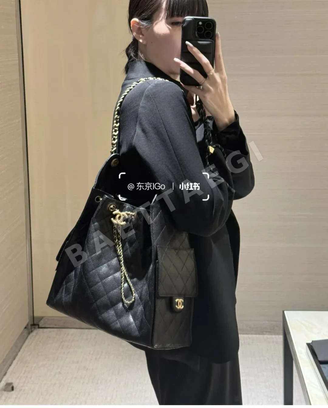 샤넬 캐비어 25백 맥시 호보백 상세 이미지 3