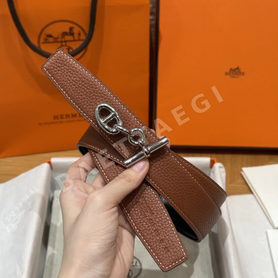 에르메스 셰느 당크르 링크 버클 양면 가죽 벨트 상세 이미지 3