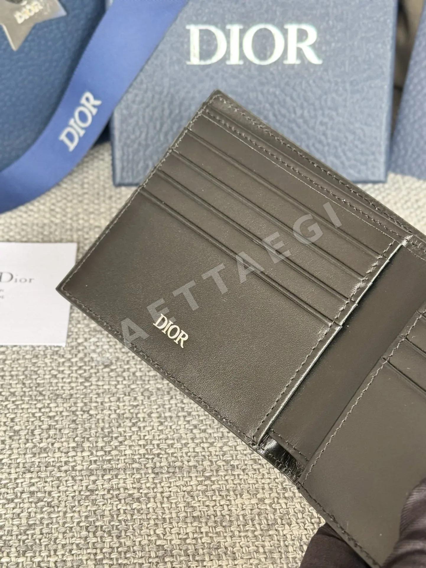 디올 CD 로고 블랙 가죽 반지갑 상세 이미지 7