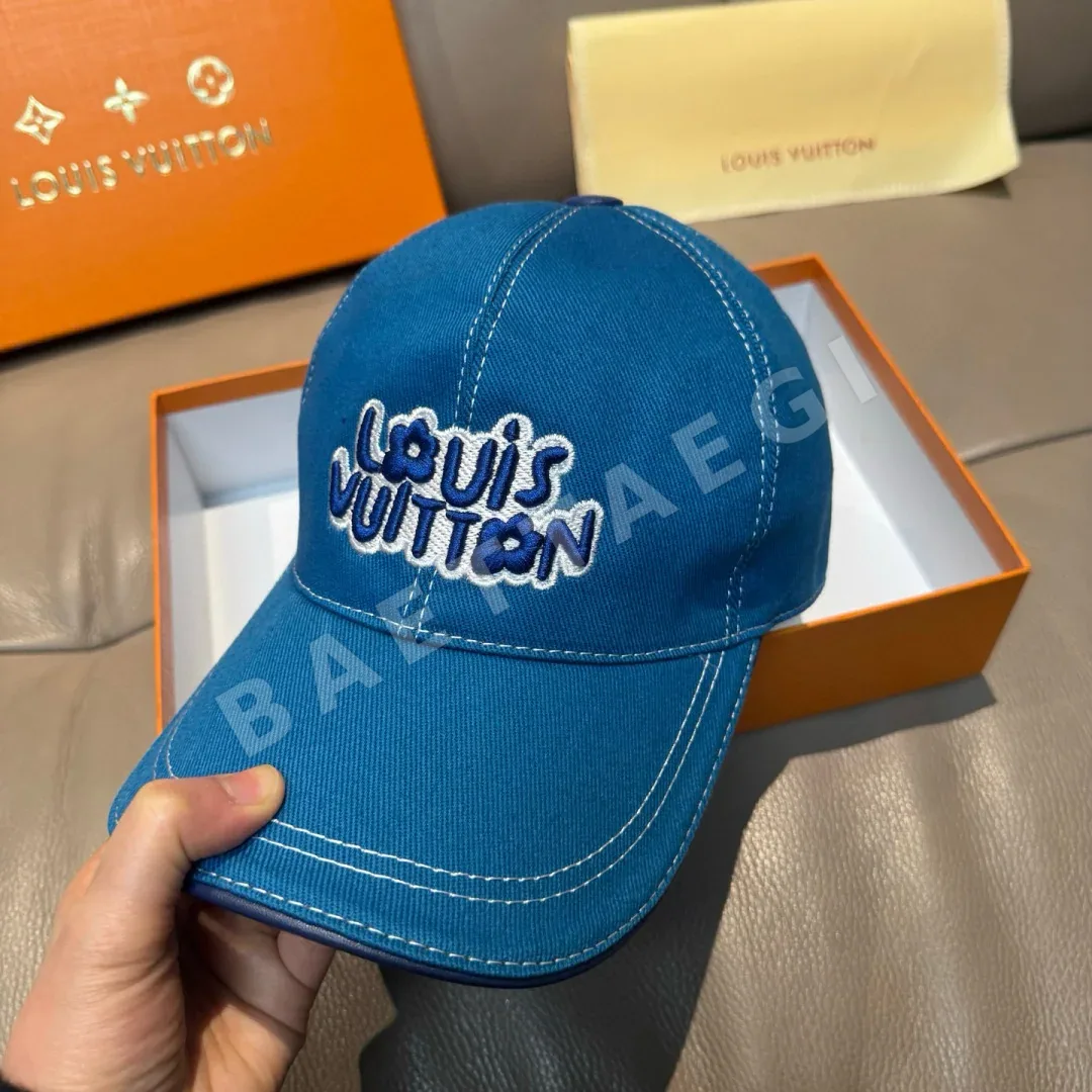 루이비통 LV 자수 캔버스 소가죽 야구모자 상세 이미지 3