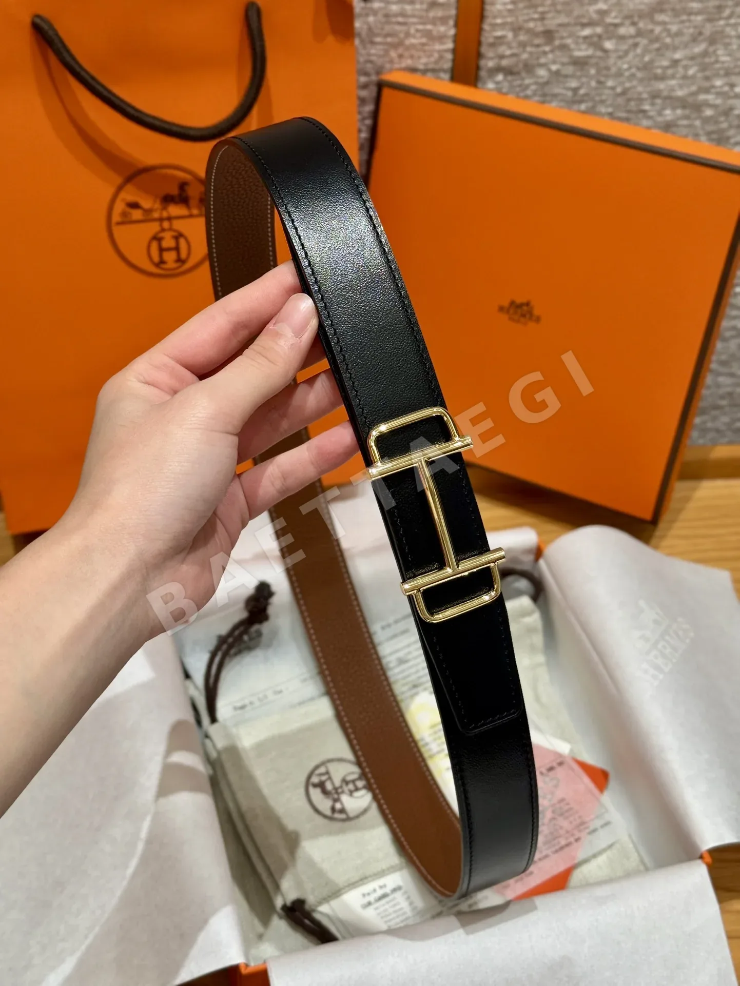 에르메스 리버시블 메탈 버클 남성 벨트 상세 이미지 3