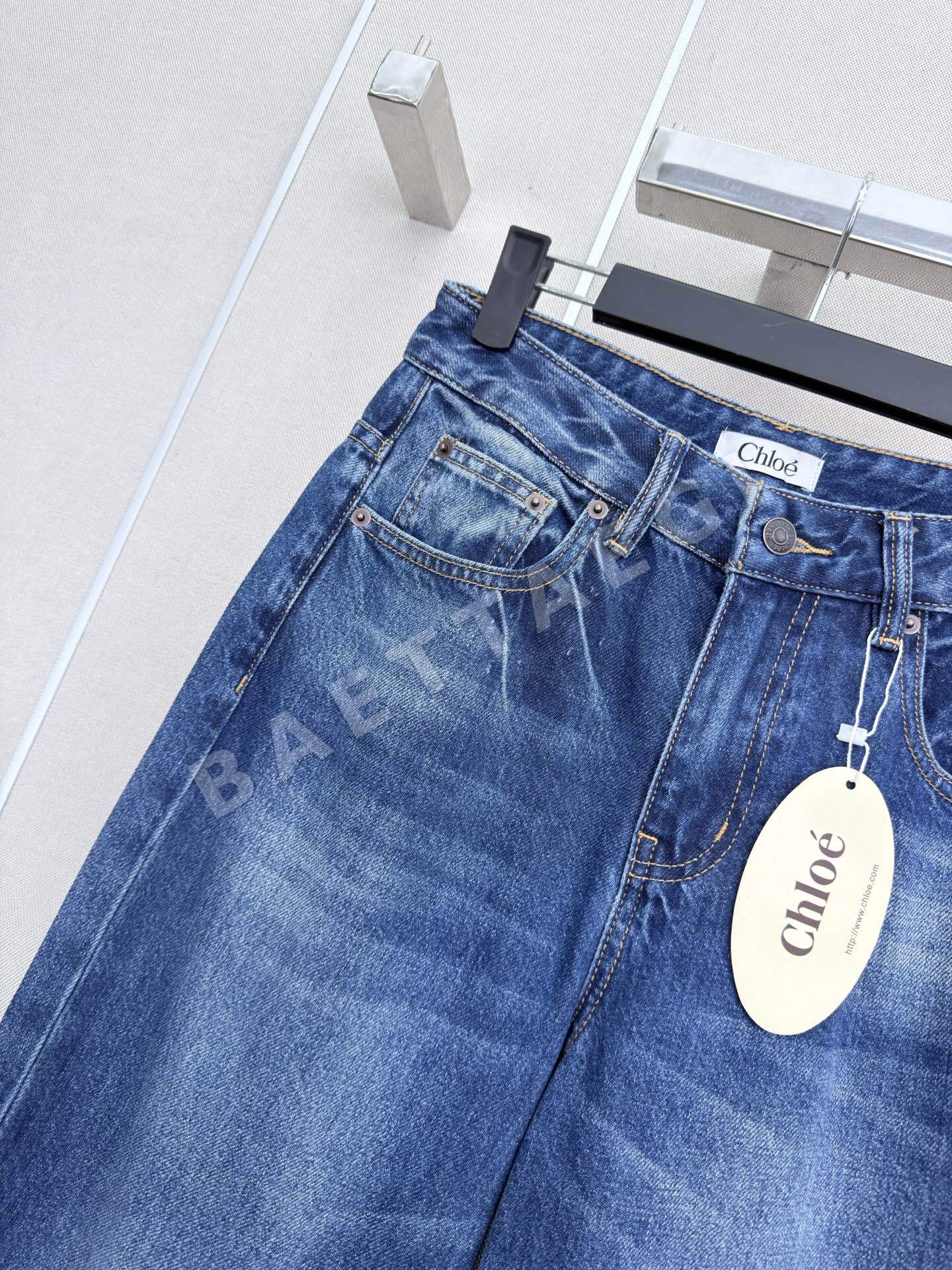 샤넬 데님 스트레이트 레그 여성 바지 상세 이미지 4
