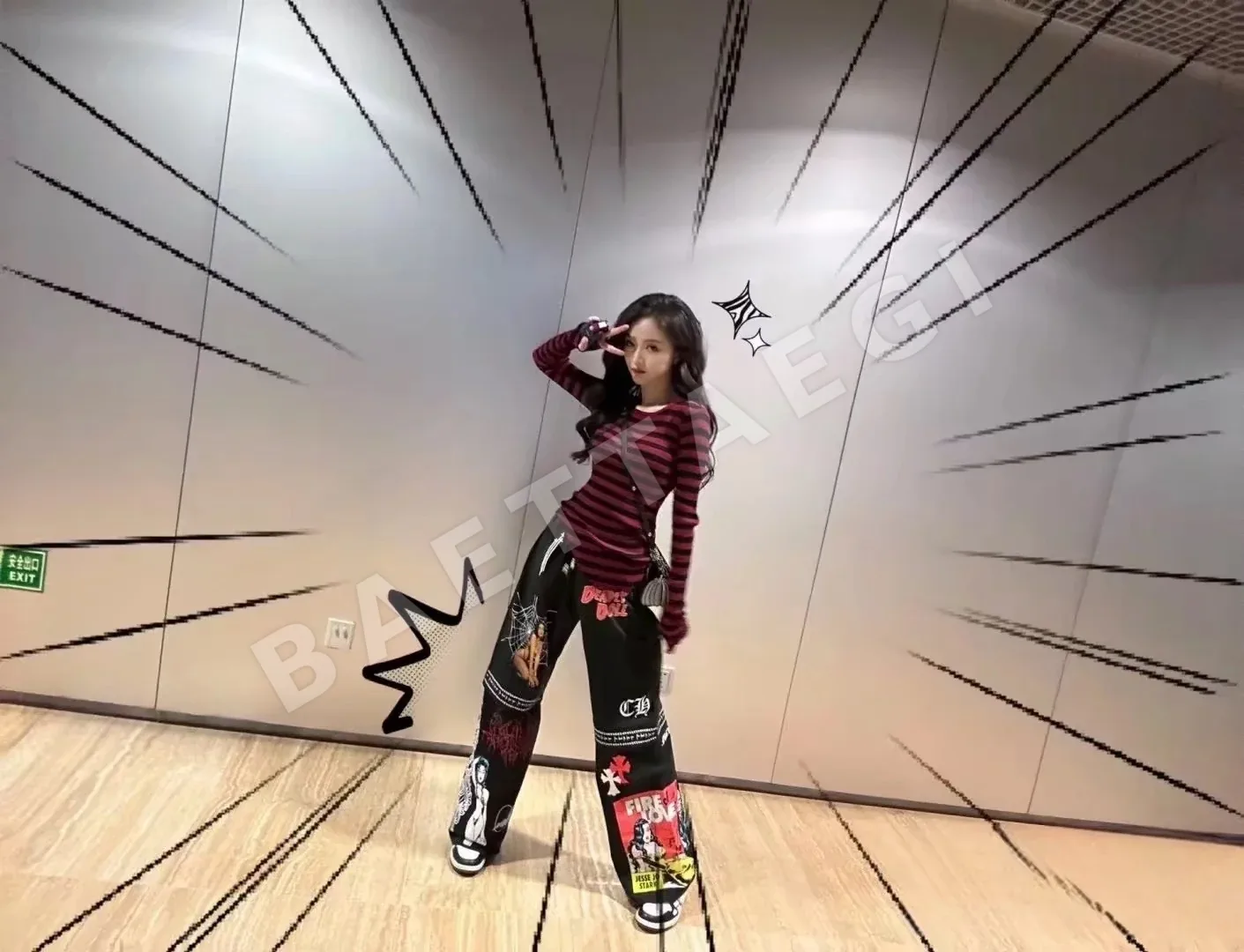 크롬하츠 그래피티 코믹 스트립 여성 바지 상세 이미지 3