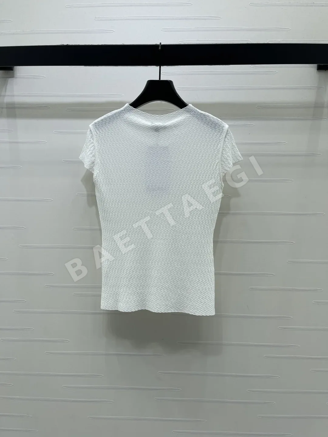 샤넬 크루넥 더블 C 자수 반팔 니트 탑 상세 이미지 8
