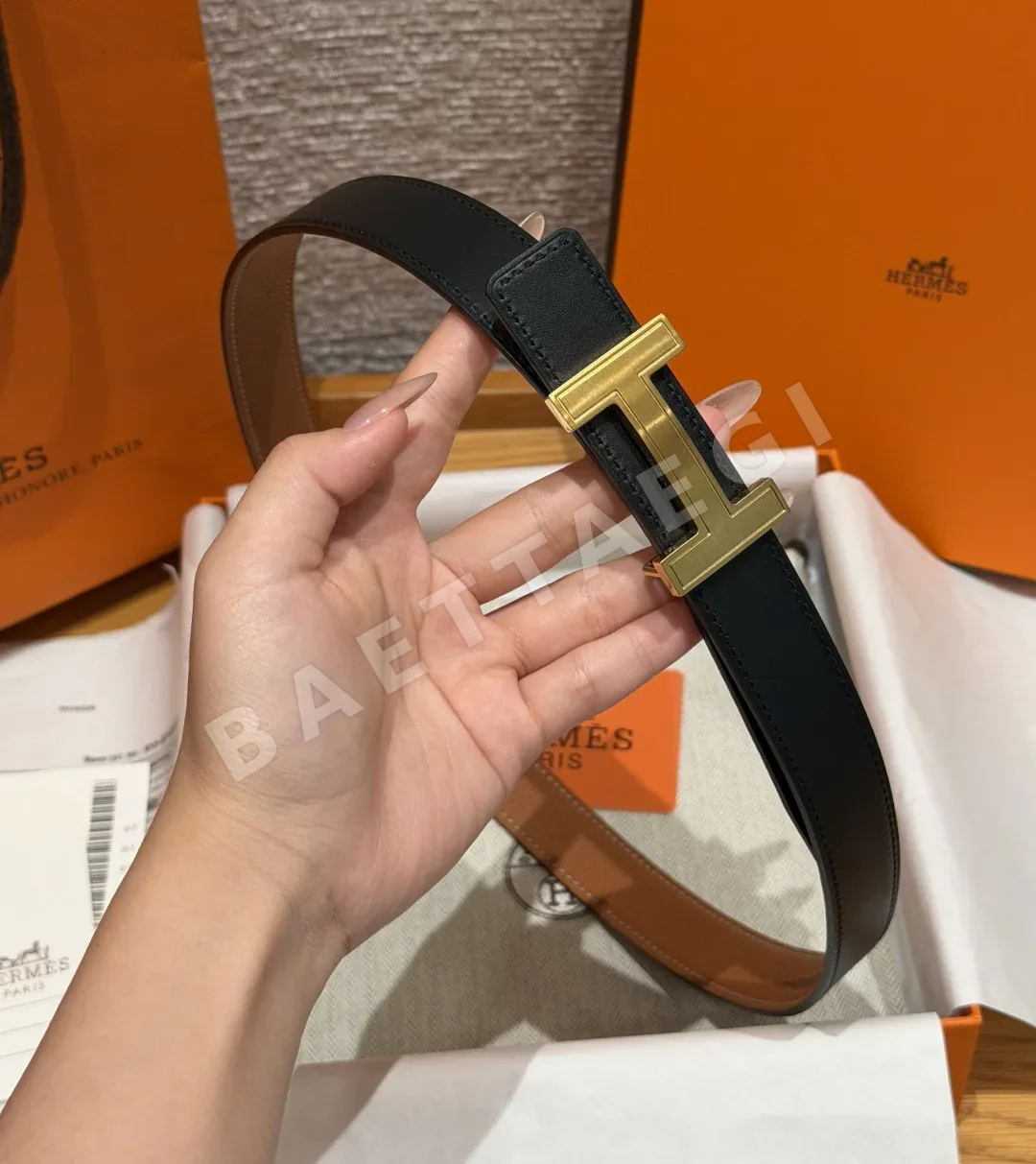 에르메스 H 버클 양면 가죽 여성 벨트 상세 이미지 5
