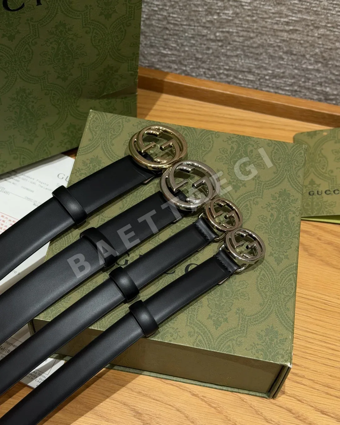 구찌 GG 마몬트 더블 G 버클 블랙 가죽 벨트 상세 이미지 3