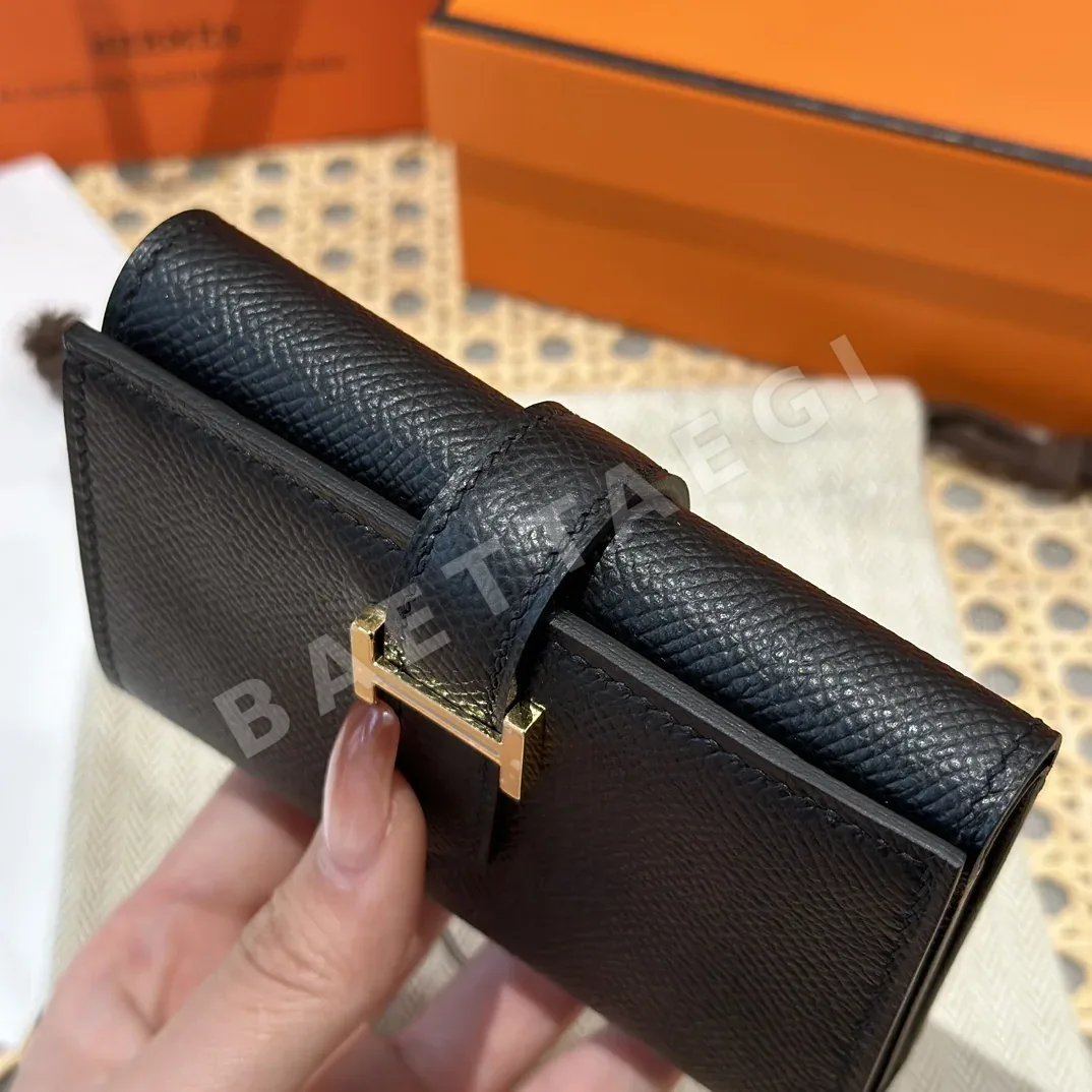 에르메스 베안 블랙 엡솜 가죽 삼중 접이식 지갑 상세 이미지 7