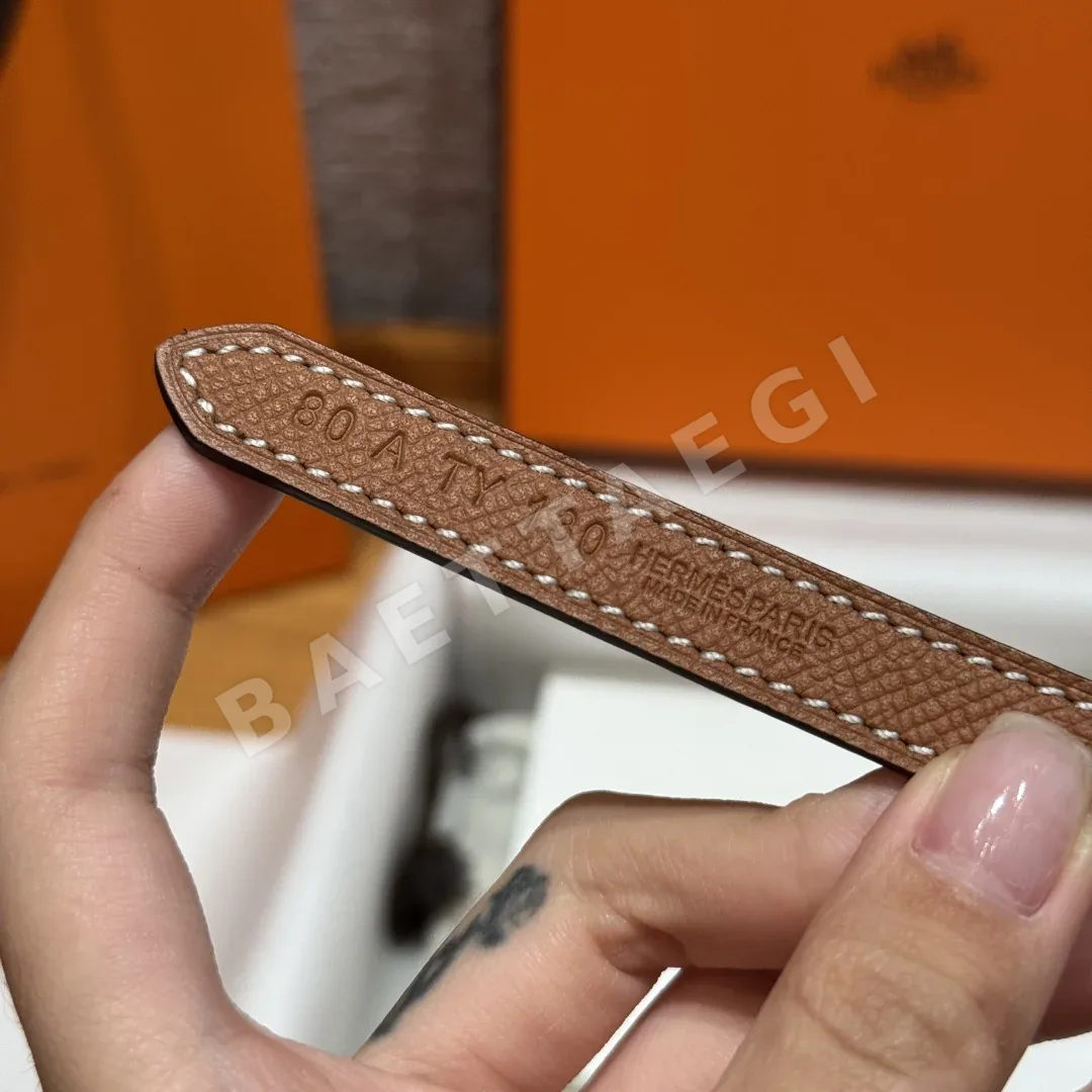 에르메스 슬림 양면 가죽 벨트 골드 실버 버클 벨트 상세 이미지 2